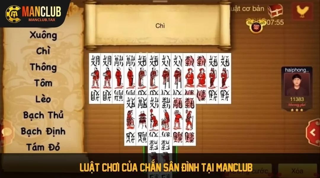 Luật chơi của chắn sân đình tại nhà cái